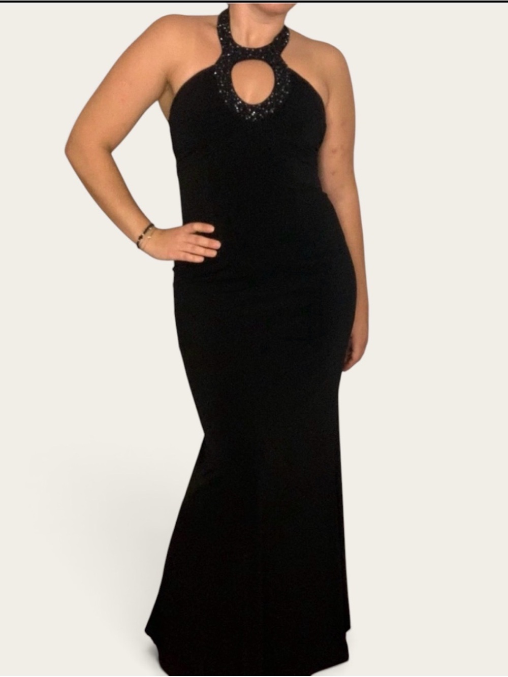 Vintage Laundry by Shelli Segal Black Mermaid Keyhole Evening Dress | Fit 4/6 - Picture 5 of 15
